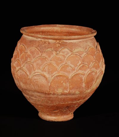 Jar decorated with overlapping applied scales, found in Gaul by Gallo Roman